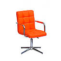 Крісло Augusto-Arm екокожа помаранчевий Modern Base з підлокітниками, на хромованою хрестовиною, фото 3