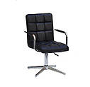 Крісло Augusto-Arm екокожа чорний Modern Base з підлокітниками, на хромованою хрестовиною, фото 2