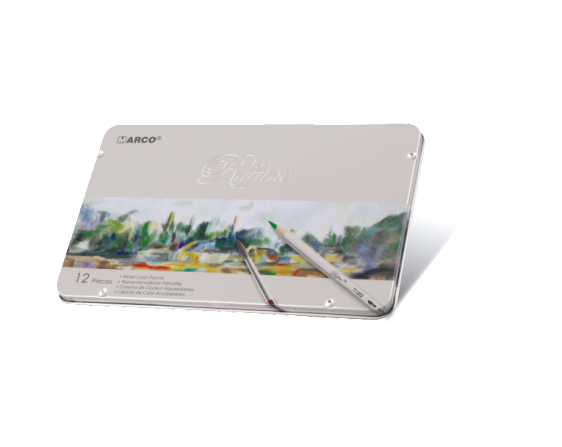 7120-12TN акварельні Олівці 12 кольорів шестигранні в металевій коробці Raffine Marco, фото 1
