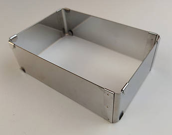 Кондитерська розсувна форма для випічки прямокутна 10×15 см | нержавіюча сталь | висота 5 см | розсувається до 18×28 см