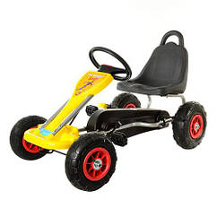 Дитячий педальний спортивний карт веломобіль на педалях Bambi kart M 1564-6 з надувними колесами жовтий**