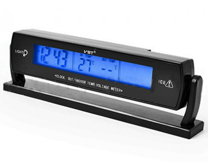 Электронные автомобильные часы VST 7013V с подсветкой и термометром Black (av164-LVR) - фото 2 - id-p1261184607