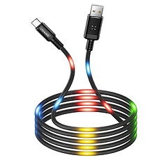 Кабель USAMS Type-C LED US-SJ287 U16 Voice Control LED Flowing 1 м 2A Black (N011668)