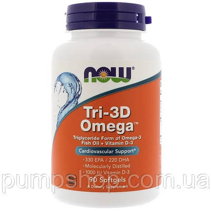 Омега-3 NOW Foods Tri-3D Omega 90 капс., фото 1