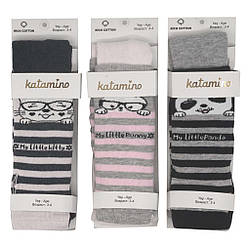 Колготи дитячі демісезонні для дівчинки, у смужку, з мітенками, Katamino