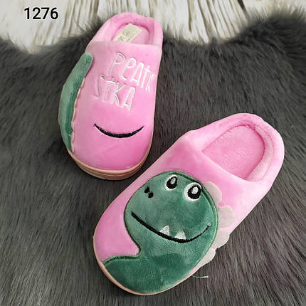 Дитячі капці теплі для дівчинки рожеві "Дракоша", фото 1