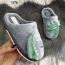 Дитячі капці теплі для хлопчика сірі "Дракоша", фото 3