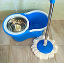 Турбо Швабра з Відром Spin Mop 360 Блакитна. Швабра ледащо з віджимом, фото 8