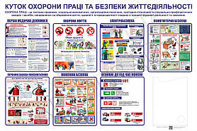 Стенд 03 "Куток охорони праці та безпеки життєдіяльності" з одним інформаційним карманом