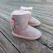 Останній розмір 31 Натуральна замша уги UGG рожеві з бантиком на дівчинку черевички-танцюжки, фото 6