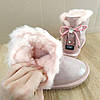 Останній розмір 31  Натуральна замша уги UGG рожеві з бантиком на дівчинку черевички-танцюжки, фото 5