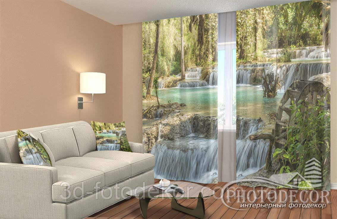 Фото Штори "Водоспад каскадом 1" 2,5м*2,9м (2 полотна по 1,45м), тасьма, фото 1