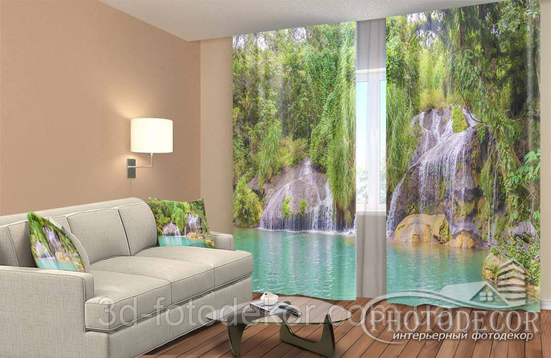 Фото Штори "Великий водоспад" 2,5м*2,9м (2 полотна по 1,45м), тасьма