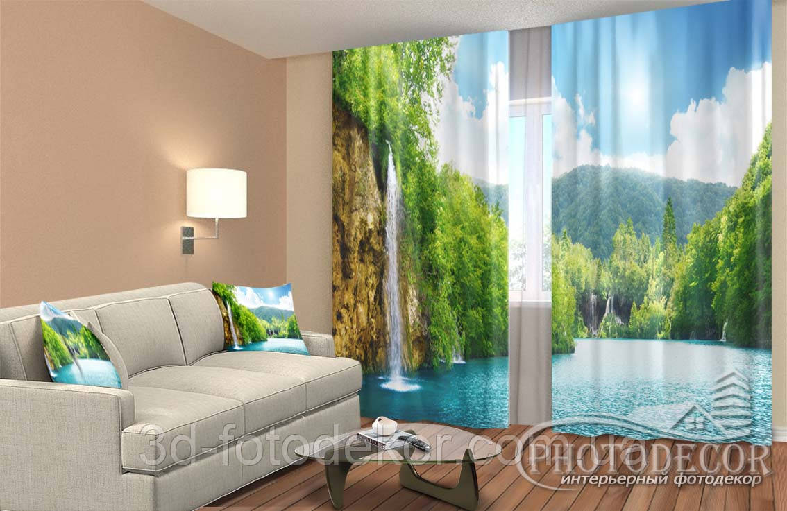 Фото Штори "Водоспади" 2,5м*2,9м (2 полотна по 1,45м), тасьма