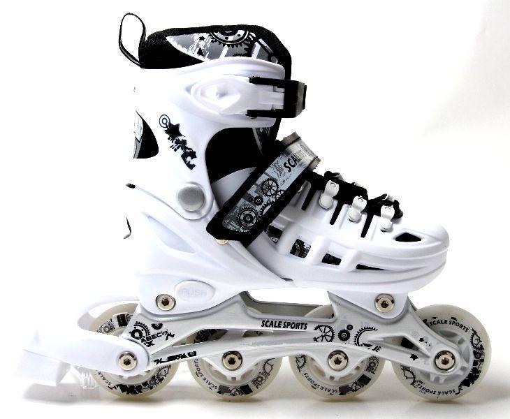Розсувні ролики для підлітка 38-41 Scale Sports White з підсвічуванням переднього колеса
