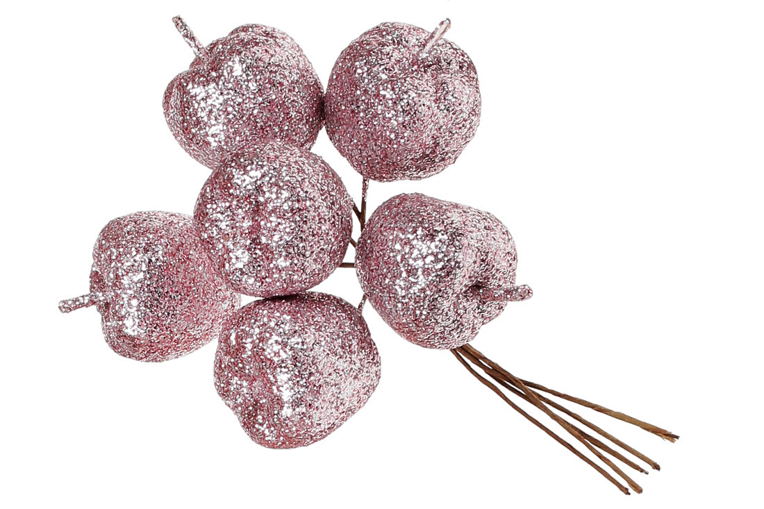 Декоративний букетик яблук 6шт, 12см, колір - рожевий - 12 шт УПАКОВКА ТОВАР ВІД ВИРОБНИКА