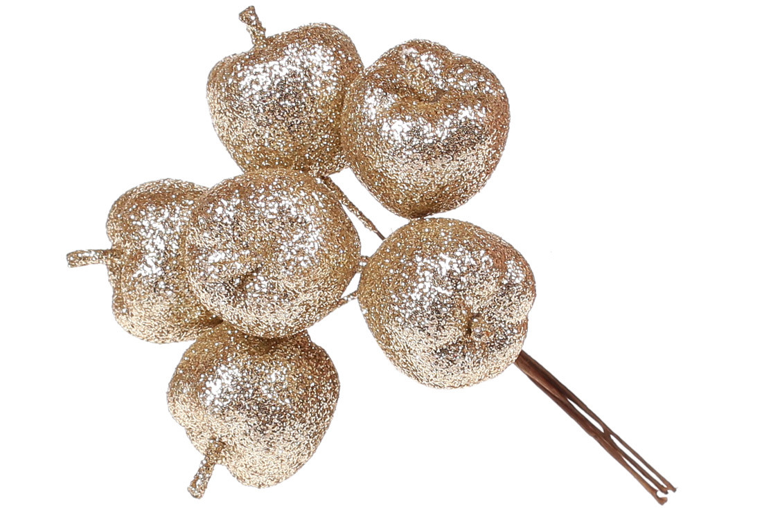 Декоративний букетик яблук 6шт, 12см, колір - шампань - 12 шт УПАКОВКА ТОВАР ВІД ВИРОБНИКА