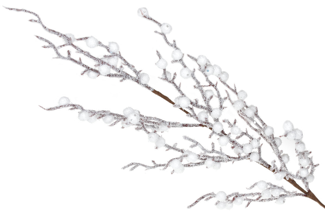 Декоративна гілка з білими ягодами 76см - 12 шт УПАКОВКА ТОВАР ВІД ВИРОБНИКА