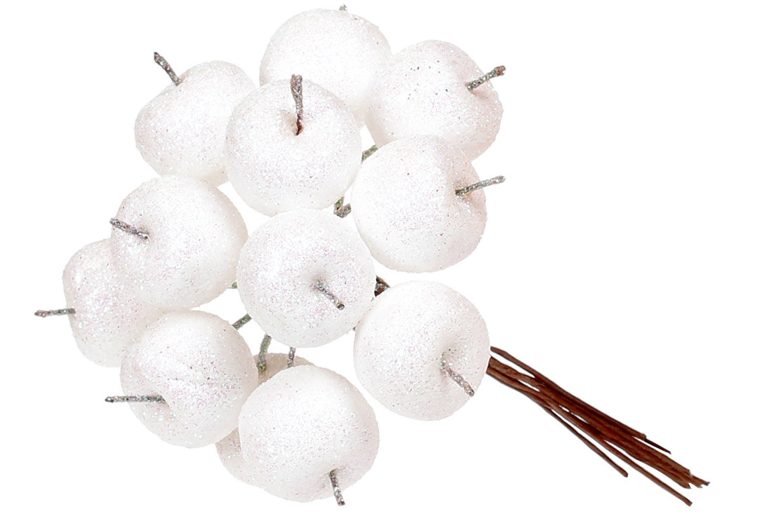 Декоративний букетик яблук 12шт, 11см, колір - білий - 12 шт УПАКОВКА ТОВАР ВІД ВИРОБНИКА