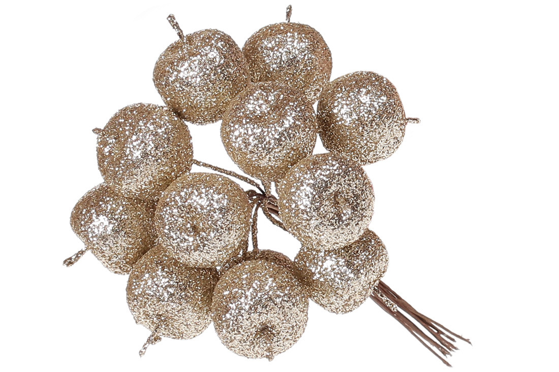 Декоративний букетик яблук 12шт, 11см, колір - шампань - 12 шт УПАКОВКА ТОВАР ВІД ВИРОБНИКА