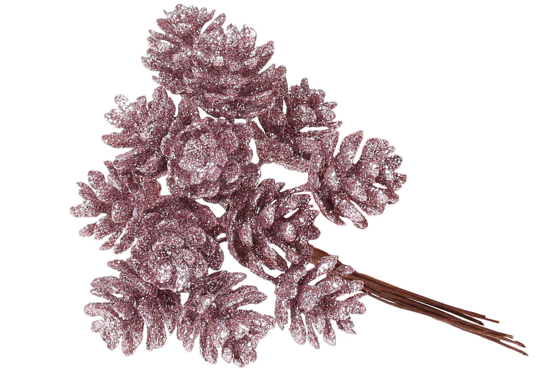 Декоративні міні-шишки 12шт в пучку, 12см, колір - рожевий - 12 шт УПАКОВКА ТОВАР ВІД ВИРОБНИКА