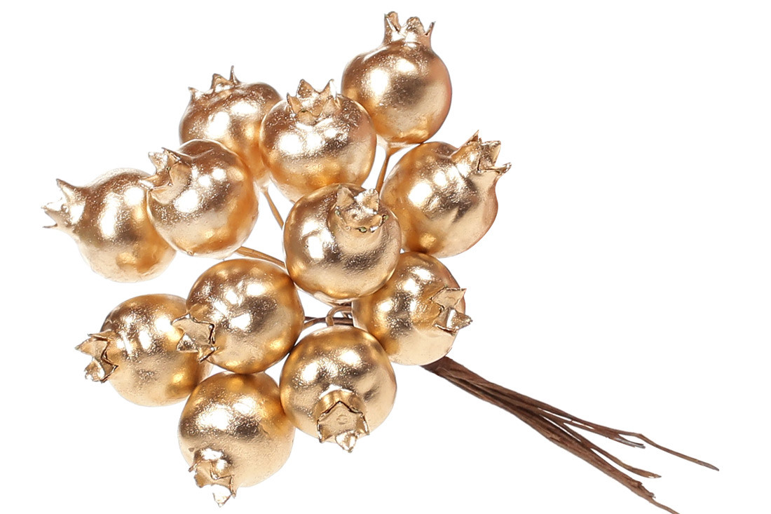 Декоративний букетик ягід 12шт, 11см, колір - матове золото - 12 шт УПАКОВКА ТОВАР ВІД ВИРОБНИКА