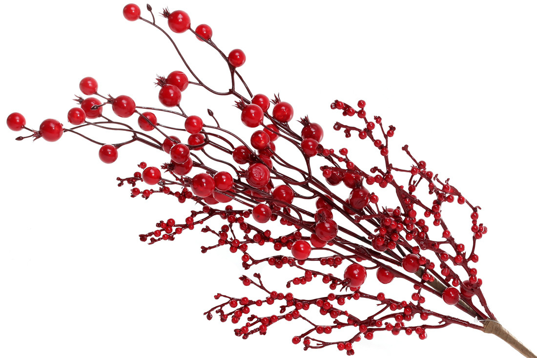 Декоративна гілка з червоними ягодами, 74см - 12 шт УПАКОВКА ТОВАР ВІД ВИРОБНИКА
