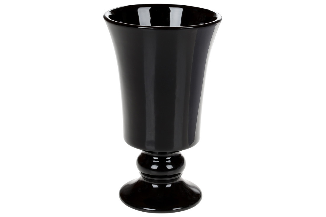 Ваза керамічна Кубок, 20см, колір - чорний глянець ТОВАР ВІД ВИРОБНИКА