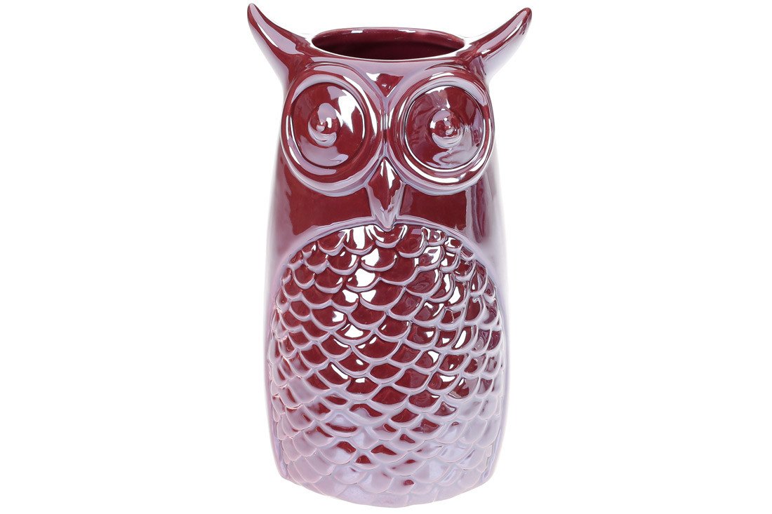 Ваза керамічна Сова, 19см, колір - бордо перламутр ТОВАР ВІД ВИРОБНИКА