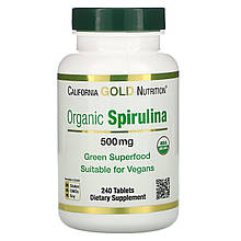 Органічна спіруліна, 500 мг, 240 таблеток, California Gold Nutrition