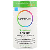 Кальцій з Магнієм і Вітаміном D3, Food-Based Calcium with Magnesium & Vitamin D3, Rainbow Light, 180 таблеток