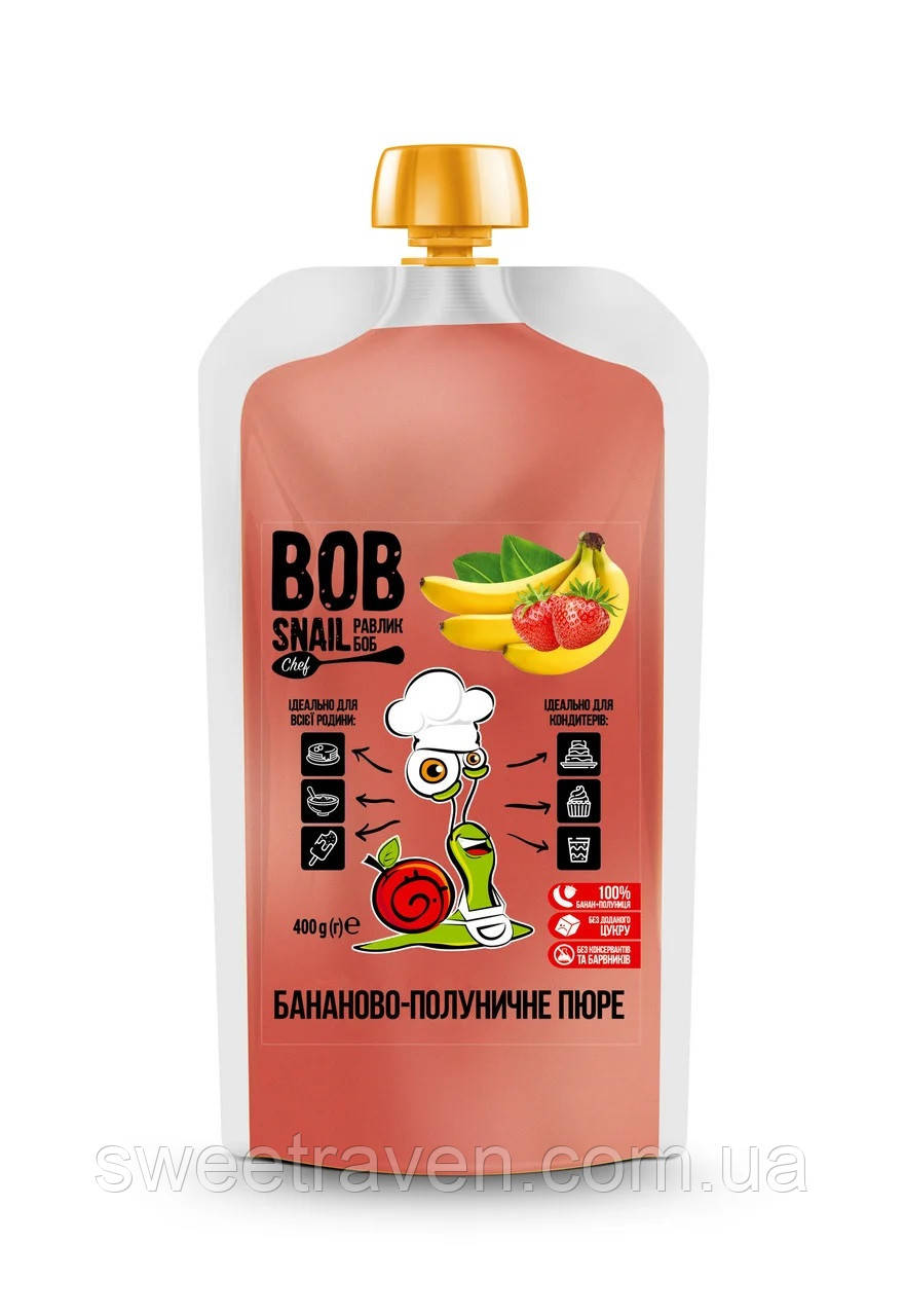 Натуральне фруктове пюре Bob Snail — Банан-Полуниця (400 грамів)