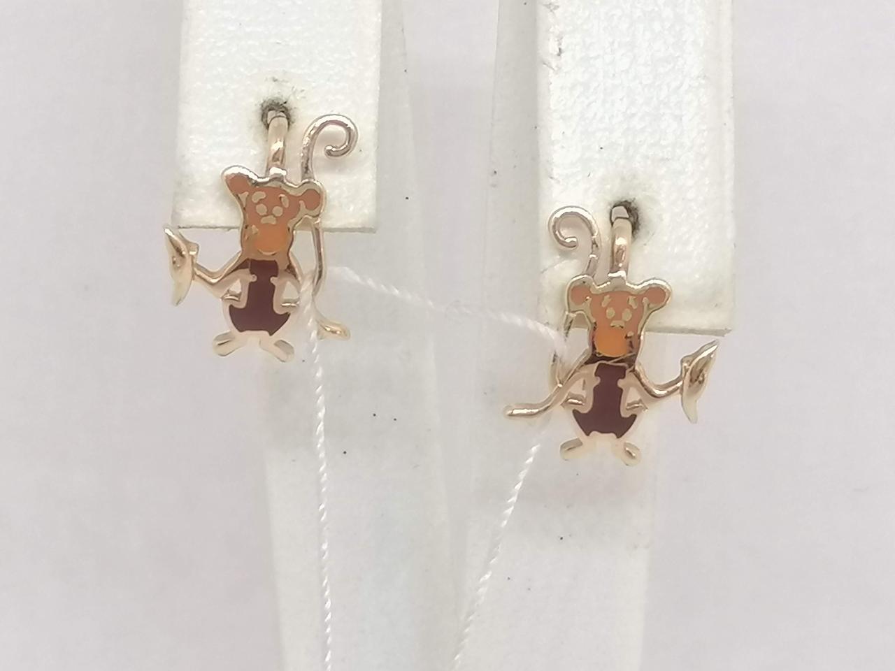 Золоті сережки з емаллю. 400227Е, фото 1