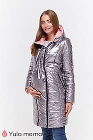 Двостороннє пальто для вагітних KRISTIN OW-49.013 металік з рожевим, 46 розмір