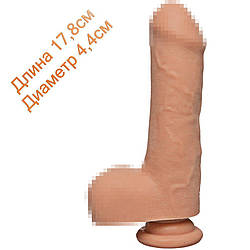 Фалоімітатор Doc Johnson The D - Uncut D - 7 Inch With Balls ULTRASKYN, діаметр 4,5 см, необрізаний
