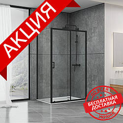Душова кабіна Dusel EF185B/EF181 Black Matt, 120х80х190, двері розсувні, профіль чорний, скло прозоре