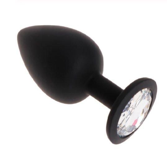 Анальна пробка Black Silicone Diamond, S
