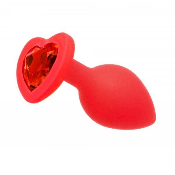 Анальна пробкаRed Silicone HeartRed, 28мм