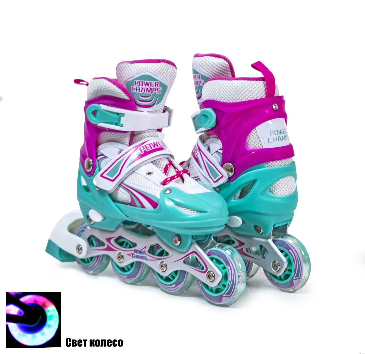 Дитячі ролики розсувні Power Champs. Tiffany-Pink. Розмір 29-33
