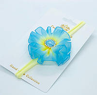 Пов'язка дитяча на голову ошатна з квіточкою Пов'язка на голову блакитна аксесуари для волосся