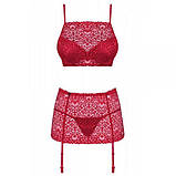 Комплект Obsessive Lividia 3 шт set red S/M, фото 3