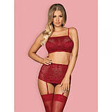 Комплект Obsessive Lividia 3 шт set red S/M, фото 6