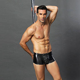 Еротичні чоловічі лакові труси шорти зі шнурівкою