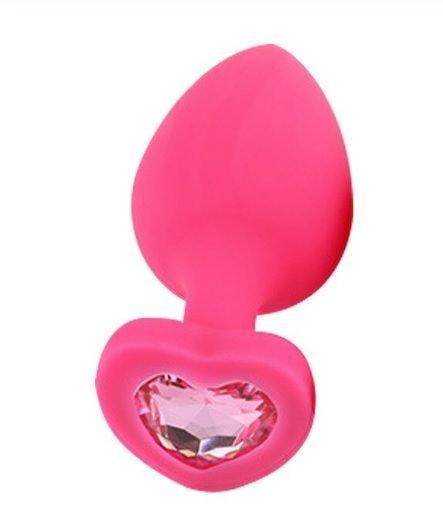 Анальна пробка Pink Silicone Heart Light Pink,35мм, фото 1
