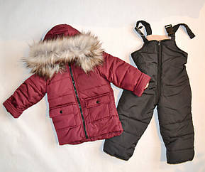 Дитячий зимовий комбінезон для дівчинки 98 розмір бордового кольору