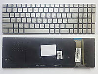 Клавиатура для ноутбуков Asus N551, N552, GL551, G552V серебристая без рамки с подсветкой RU/US