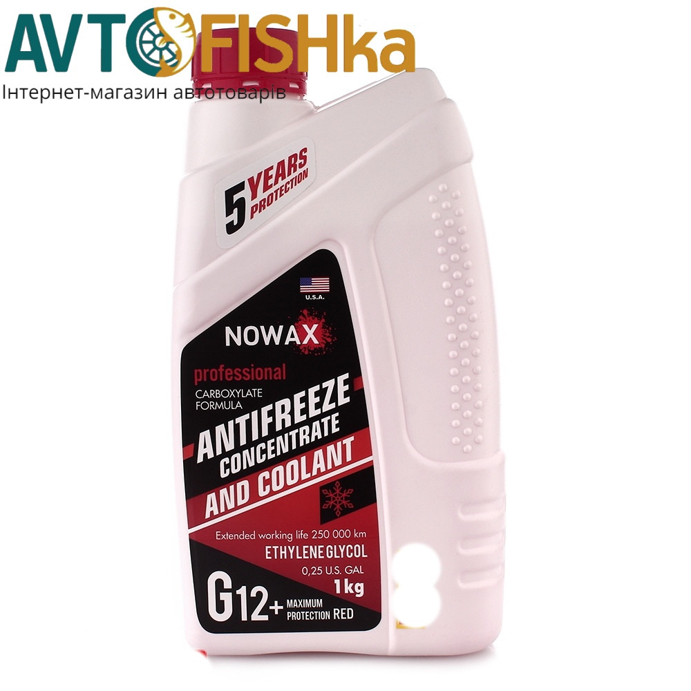 Червоний концентрат антифризу NOWAX G12 1кг. -80. Охолоджувальна рідина, фото 1
