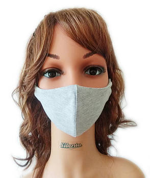 Захисна маска на обличчя багаторазова (трикотаж) Silenta Сіра