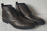 TODS! чоловічі зимові броги черевики оксфорд коричневі на шнурівці натуральна шкіра змійка, фото 2