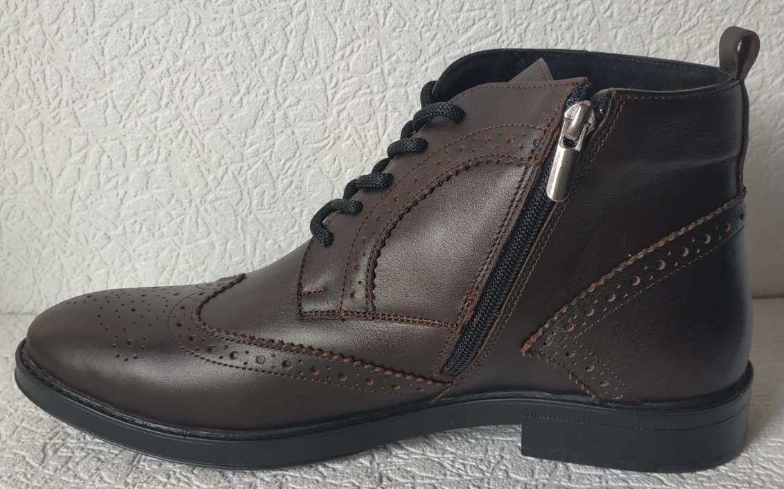 TODS! мужские зимние броги ботинки оксфорд коричневые на шнуровке натуральная кожа змейка - фото 8 - id-p1261636697